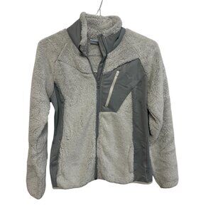 Columbia Women's Gray and White Fleece Jacket.  Size M